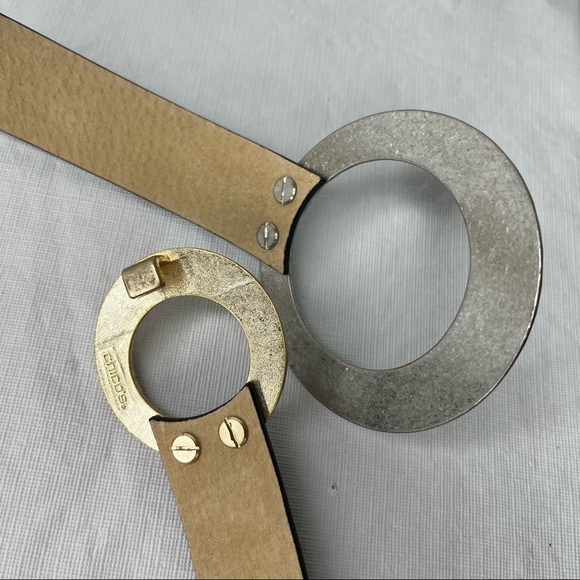 Chico’s Adjustable Black Leather Belt Circle Buckle - Picture 5 of 11